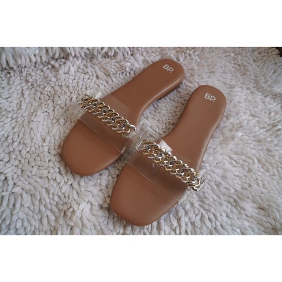 BP. Tan Asher Two-Ton Chain Flat Slide Sandals Size 11 - Picture 7 of 8